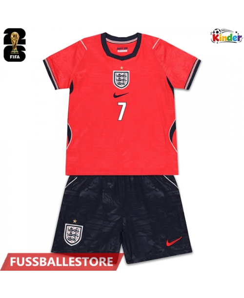 Günstige England Bukayo Saka #7 Auswärts Trikotsatzt Kinder WM 2026 Kurzarm (+ Kurze Hosen)